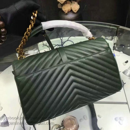 Replica Saint Laurent Top Handle Bag in Green Matelasse Leather 392738