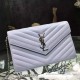 Fake Saint Laurent Violet Grained Matelasse Leather Chain Wallet Y221220 Replica