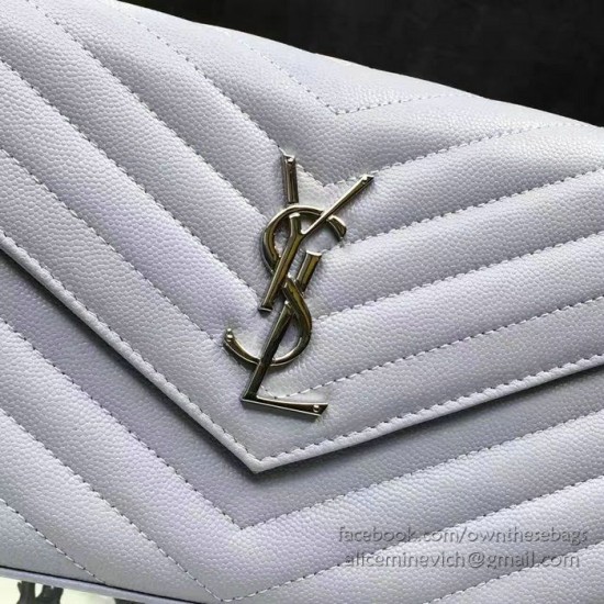 Fake Saint Laurent Violet Grained Matelasse Leather Chain Wallet Y221220 Replica