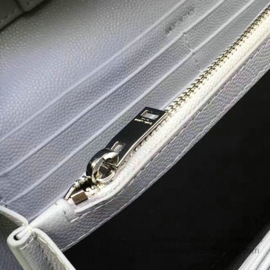 Fake Saint Laurent Violet Grained Matelasse Leather Chain Wallet Y221220 Replica