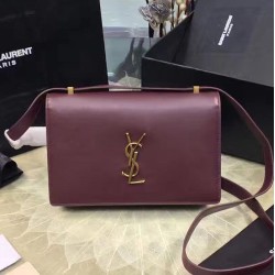 Fake YSL Saint Laurent Dylan Burgundy Calfskin Cross-body Bag 377827 Replica