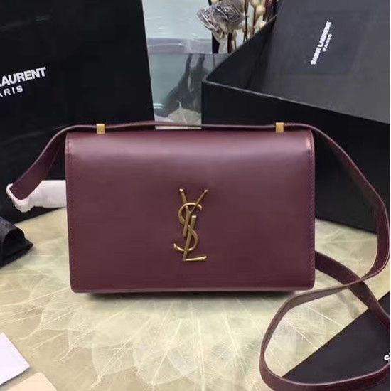 Fake YSL Saint Laurent Dylan Burgundy Calfskin Cross-body Bag 377827 Replica