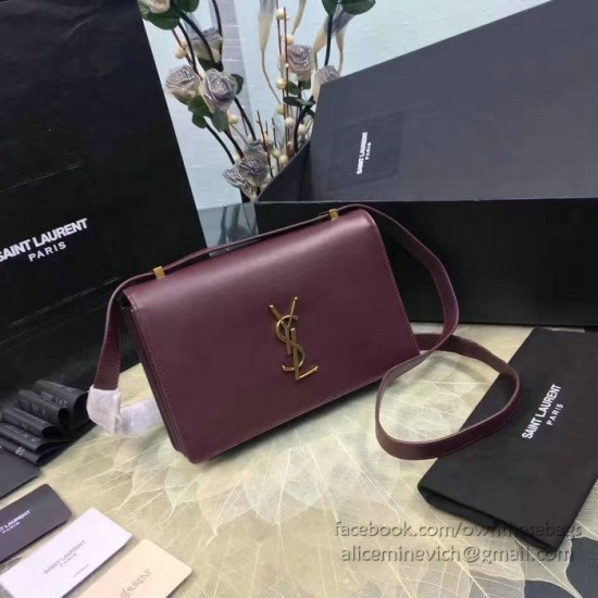 Fake YSL Saint Laurent Dylan Burgundy Calfskin Cross-body Bag 377827 Replica