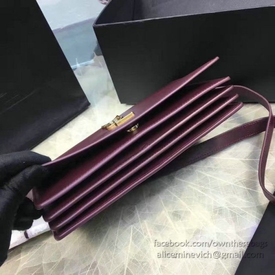 Fake YSL Saint Laurent Dylan Burgundy Calfskin Cross-body Bag 377827 Replica