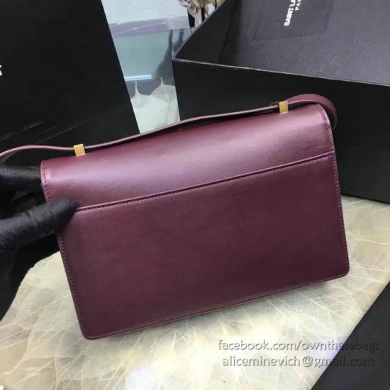 Fake YSL Saint Laurent Dylan Burgundy Calfskin Cross-body Bag 377827 Replica