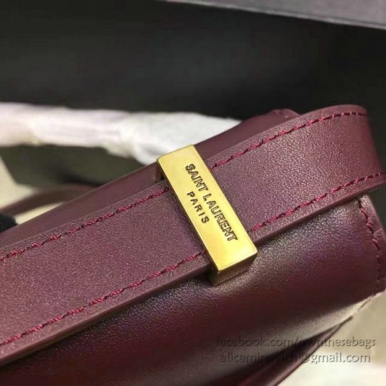 Fake YSL Saint Laurent Dylan Burgundy Calfskin Cross-body Bag 377827 Replica