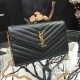 Fake YSL Saint Laurent Grained Matelasse Leather Chain Wallet Y221220 Black Replica
