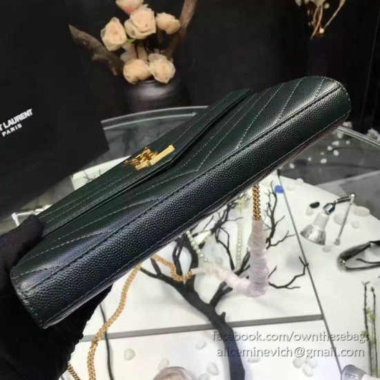 Fake YSL Saint Laurent Grained Matelasse Leather Chain Wallet Y221220 Black Replica