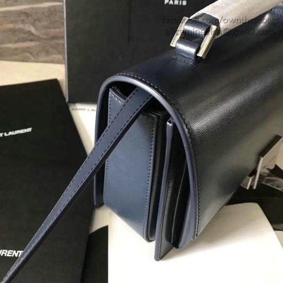 Fake YSL Saint Laurent Medium Bellechasse Bag in Blue Leather 482051 Replica