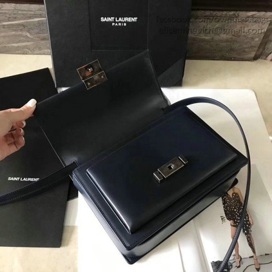 Fake YSL Saint Laurent Medium Bellechasse Bag in Blue Leather 482051 Replica