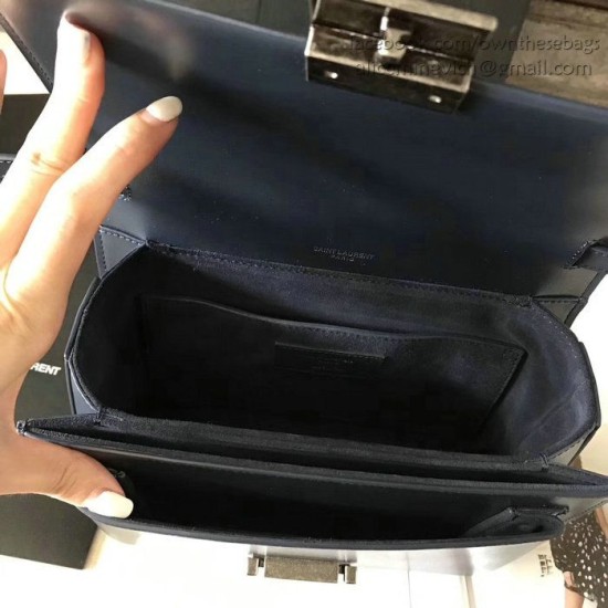 Fake YSL Saint Laurent Medium Bellechasse Bag in Blue Leather 482051 Replica