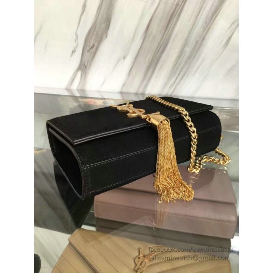 Fake Yves Saint Laurent Black Suede Monogram Tassel Bag Y221240 Replica