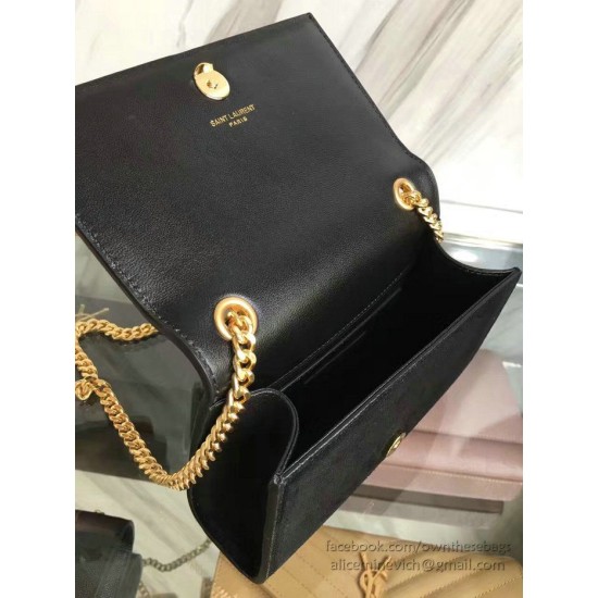 Fake Yves Saint Laurent Black Suede Monogram Tassel Bag Y221240 Replica