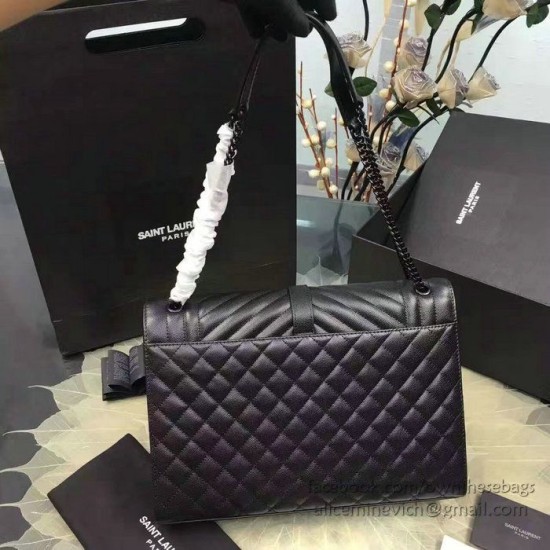 Replica Yves Saint Laurent Large Chain Shoulder Bag Black Calfskin Y221250