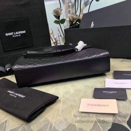 Replica Yves Saint Laurent Large Chain Shoulder Bag Black Calfskin Y221250