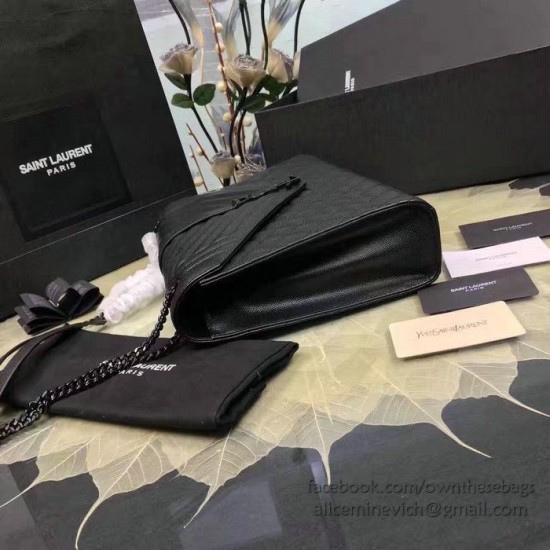 Replica Yves Saint Laurent Large Chain Shoulder Bag Black Calfskin Y221250