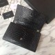 Replica YSL Saint Laurent Medium Kate Monogram Tassel Croco Leather Shoulder Bag Black Silver