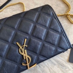 Fake YSL Saint Laurent Medium Becky Chain Wallet Black Replica