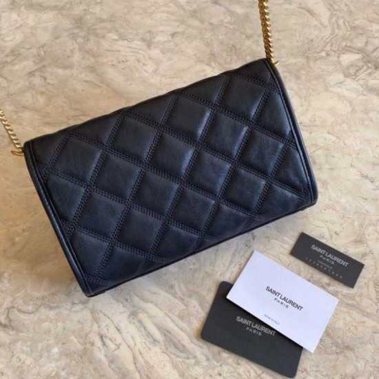 Fake YSL Saint Laurent Medium Becky Chain Wallet Black Replica