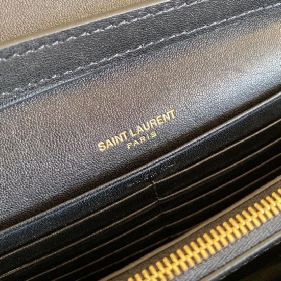 Fake YSL Saint Laurent Medium Becky Chain Wallet Black Replica