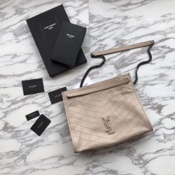 Replica YSL Saint Lauren Niki Medium Shopping Bag Crinkled Vintage Leather Gray