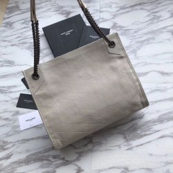 Replica YSL Saint Lauren Niki Medium Shopping Bag Crinkled Vintage Leather Beige