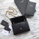 Replica YSL Saint Laurent Mini Kate Chain Wallet Crocodile Embossed Leather Black Gold Hardware