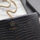 Replica YSL Saint Laurent Mini Kate Chain Wallet Crocodile Embossed Leather Black Gold Hardware