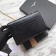 Replica YSL Saint Laurent Mini Kate Chain Wallet Crocodile Embossed Leather Black Gold Hardware