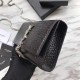 Replica YSL Saint Laurent Mini Kate Chain Wallet Crocodile Embossed Leather Black Silver Hardware