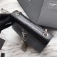 Replica YSL Saint Laurent Mini Kate Chain Wallet Crocodile Embossed Leather Black Silver Hardware