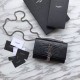 Replica YSL Saint Laurent Mini Kate Chain Wallet Crocodile Embossed Leather Black Silver Hardware