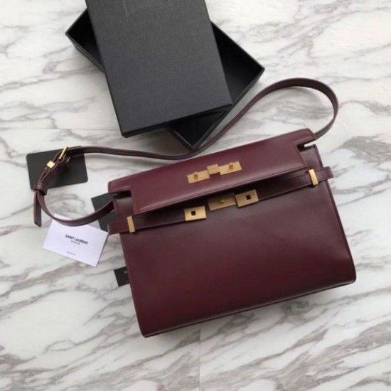 Fake YSL Saint Laurent Manhattan Baguette Top Handle Bag Brown Replica