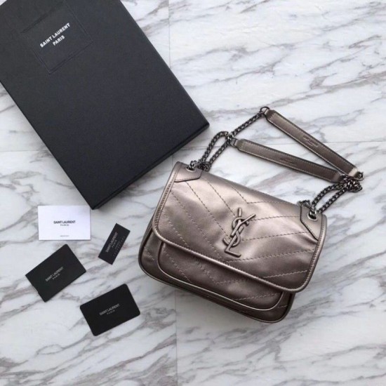 Fake YSL Saint Laurent Medium Niki Chain Bag Gray Replica