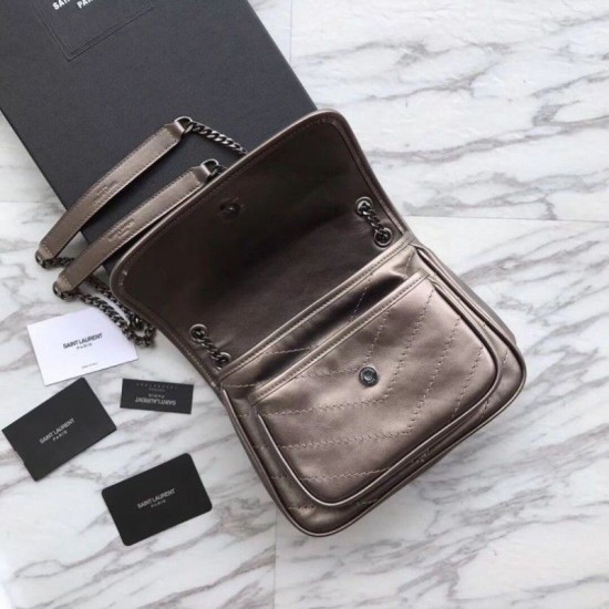 Fake YSL Saint Laurent Medium Niki Chain Bag Gray Replica