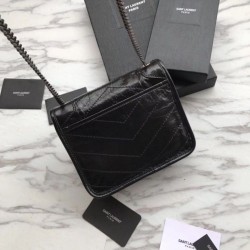 Replica YSL Saint Laurent Niki Chain Wallet Crinkled Vintage Leather Black Replica YSL Saint Laurent Niki Chain Wallet Crinkled Vintage Leather Black