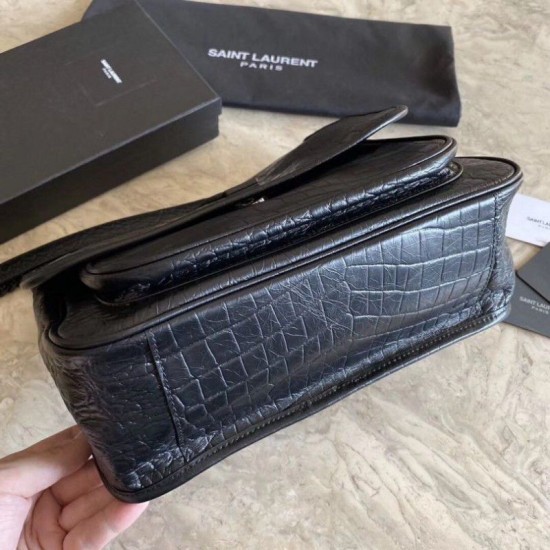 Fake YSL Saint Laurent Medium Niki Chain Bag Crocodile Black Replica
