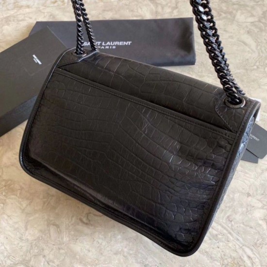 Fake YSL Saint Laurent Medium Niki Chain Bag Crocodile Black Replica