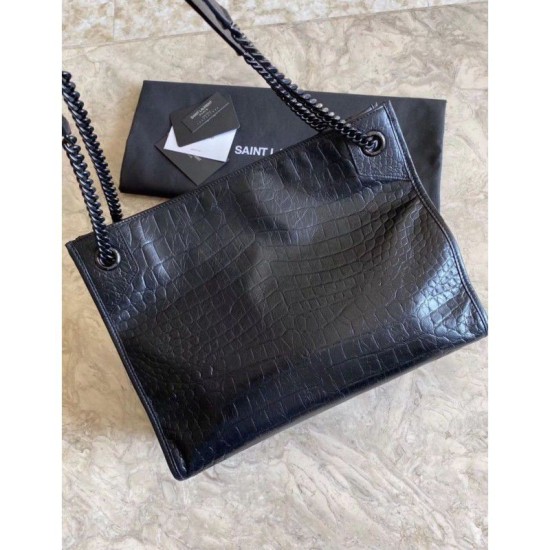 Replica YSL Saint Lauren Niki Medium Shopping Bag Crocodile Black Replica YSL Saint Lauren Niki Medium Shopping Bag Crocodile Black