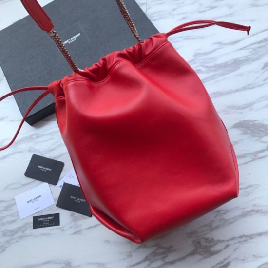 Replica YSL Saint Laurent Teddy Bucket Bag Red