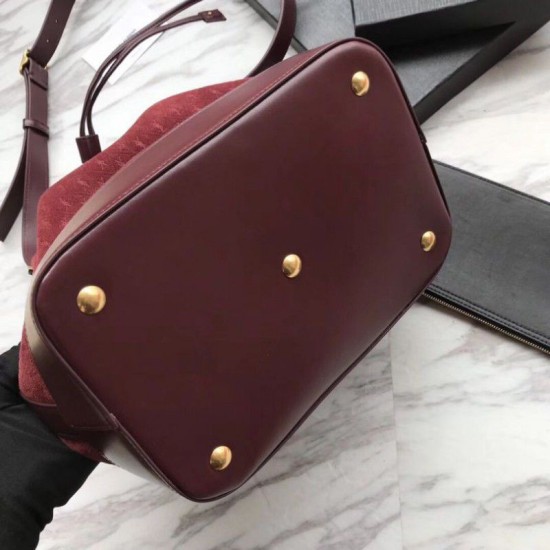Replica YSL Saint Laurent Teddy Bucket Bag Matte leather Claret