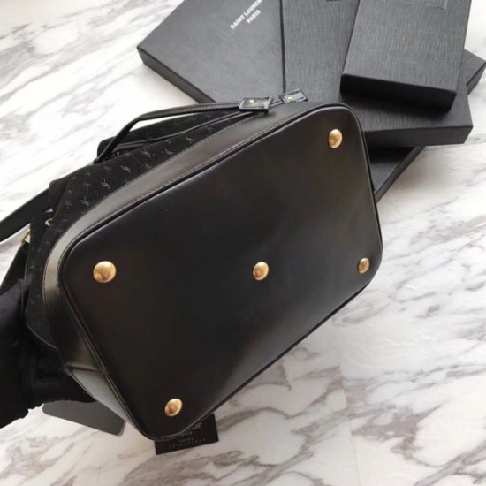 Replica YSL Saint Laurent Teddy Bucket Bag Matte leather Black