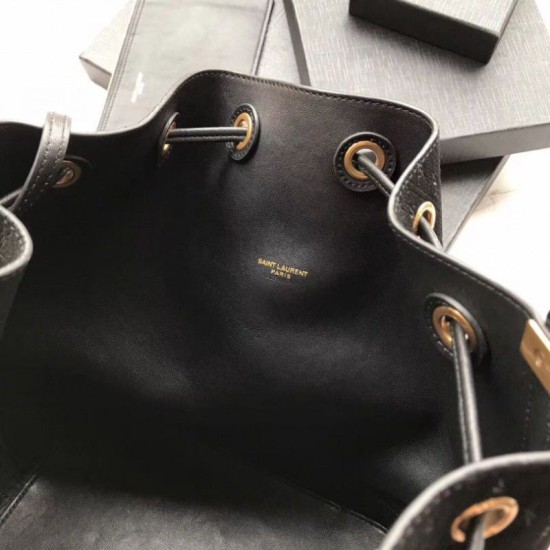 Replica YSL Saint Laurent Teddy Bucket Bag Matte leather Black