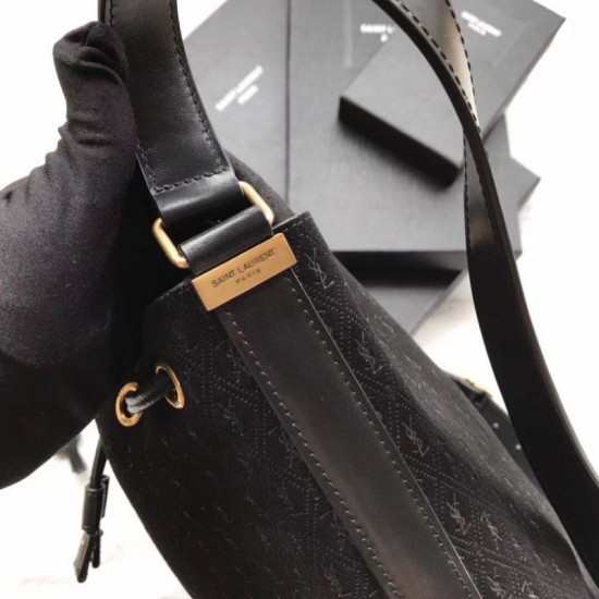 Replica YSL Saint Laurent Teddy Bucket Bag Matte leather Black