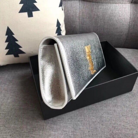 Replica YSL Saint Laurent Classic Clutch Silver