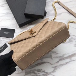 Replica YSL Saint Laurent Envelope Small Bag Grain Embossed Apricot