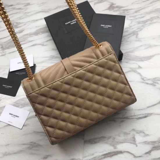 Replica YSL Saint Laurent Envelope Small Bag Grain Embossed Apricot