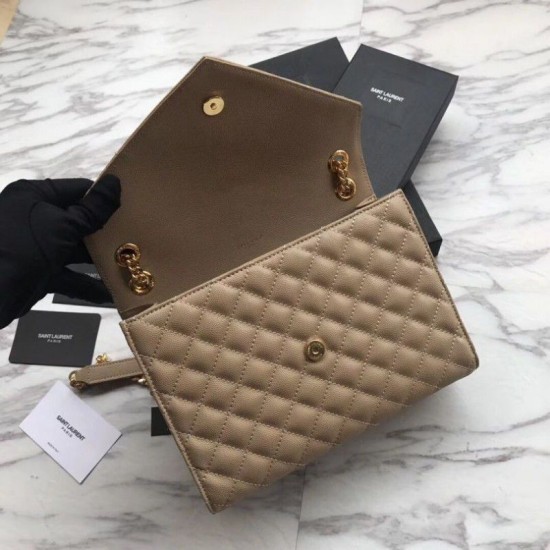 Replica YSL Saint Laurent Envelope Small Bag Grain Embossed Apricot
