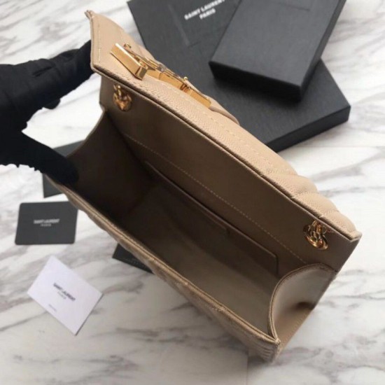 Replica YSL Saint Laurent Envelope Small Bag Grain Embossed Apricot