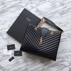 Replica YSL Saint Laurent Shoping Bag Graind leather Black